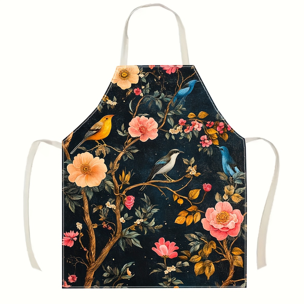 Home Cooking Ideas - 1pc, Vintage Floral Bird Print Linen