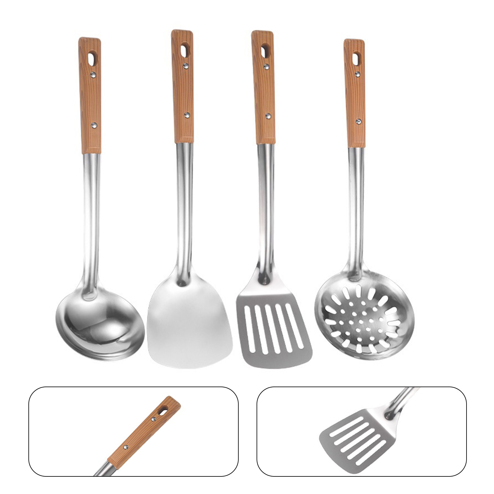 Home Cooking Utensil Set - 4Pcs Kitchen Wok Cooking Utensil Set