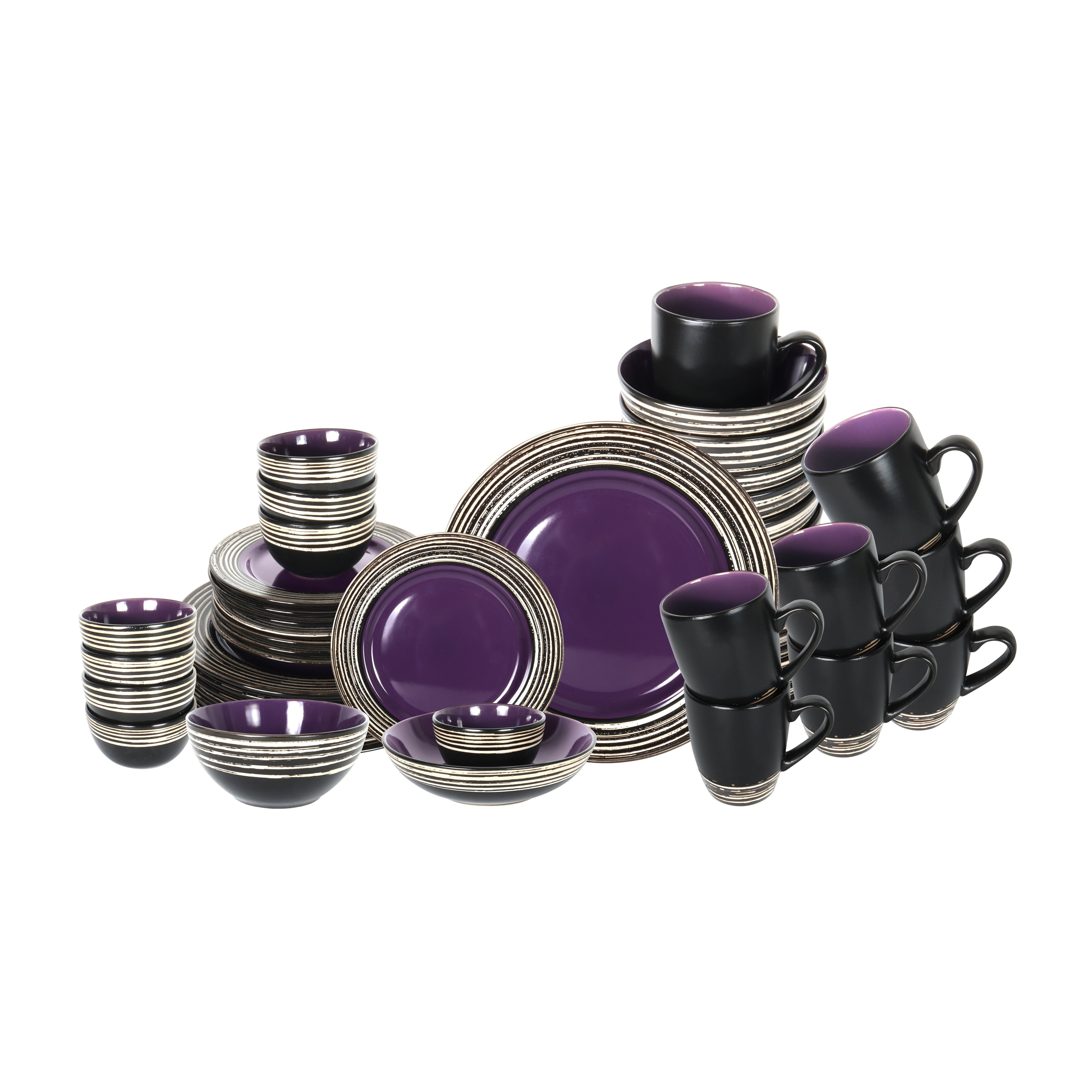 Home Cooking Ideas - 48pcs Stoneware Dinnerware Set, Tree Bark