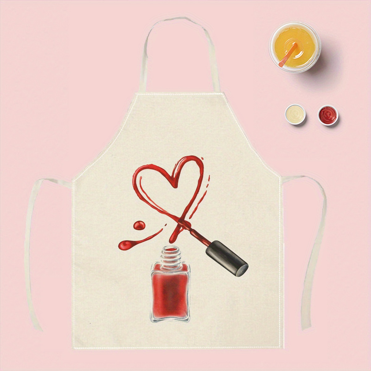 1pc Nail Polish Heart Apron Be - Home Cooking Ideas ulasan dan harga