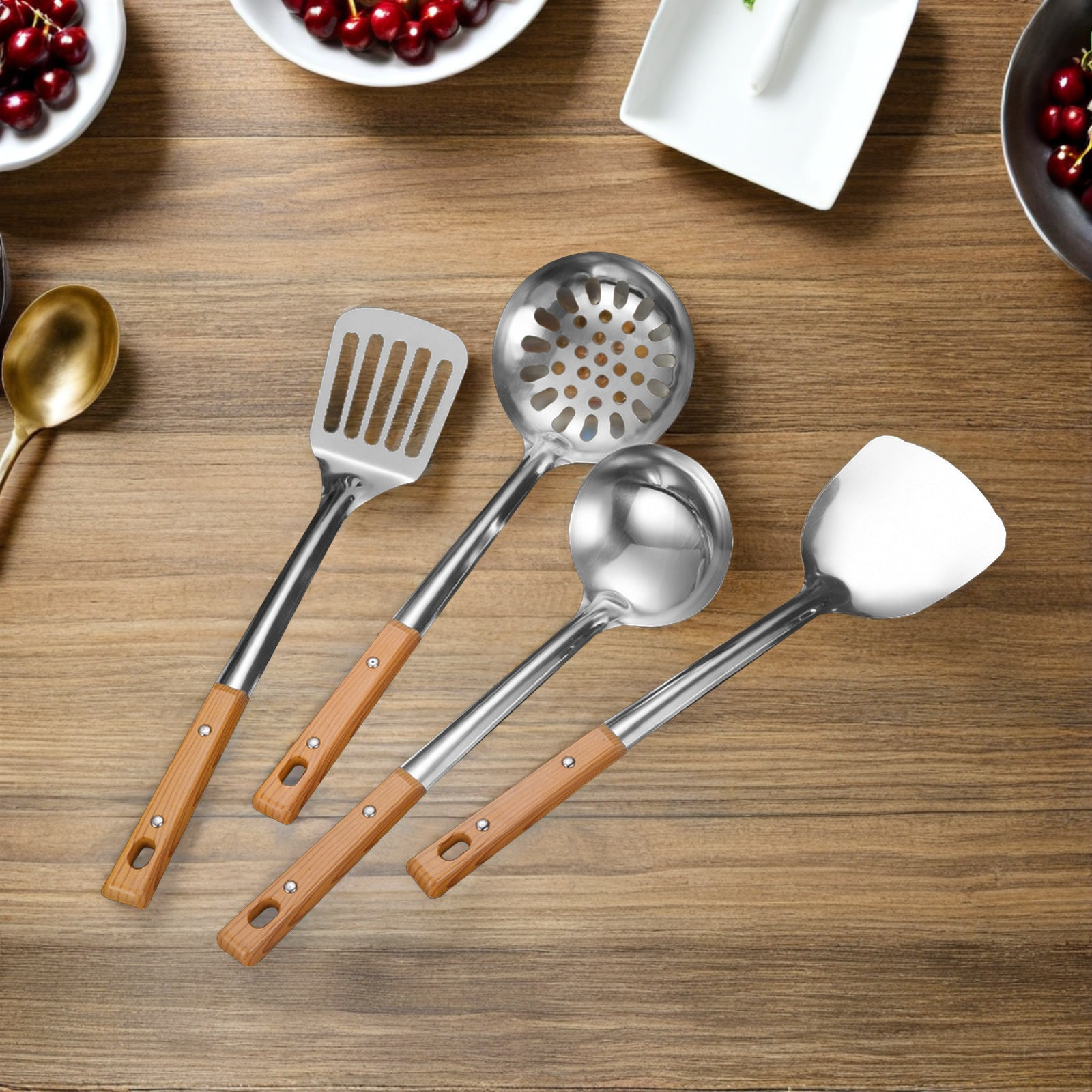 4Pcs Kitchen Wok Cooking Utens - Home Cooking Utensil Set ulasan dan harga