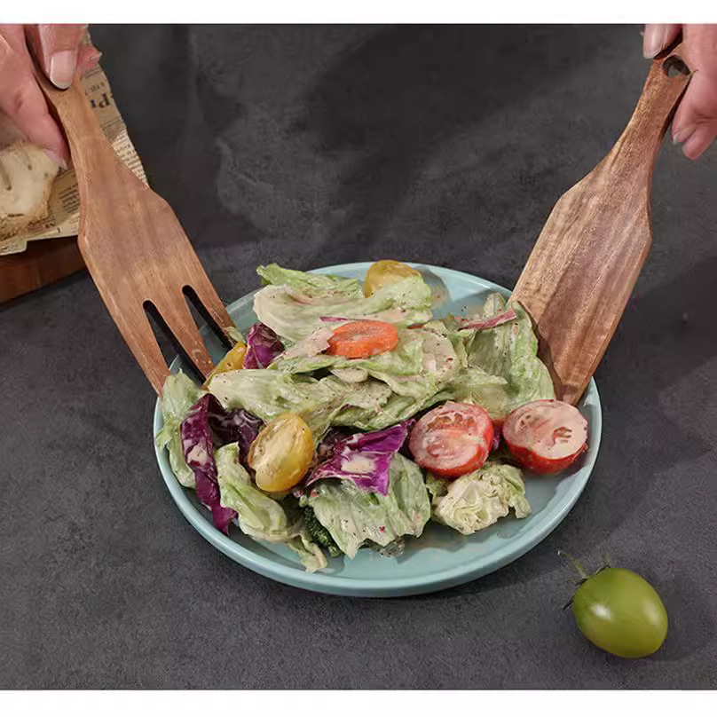 Wooden Salad Server, Wood Sala - Home Cooking Utensil Set ulasan dan harga