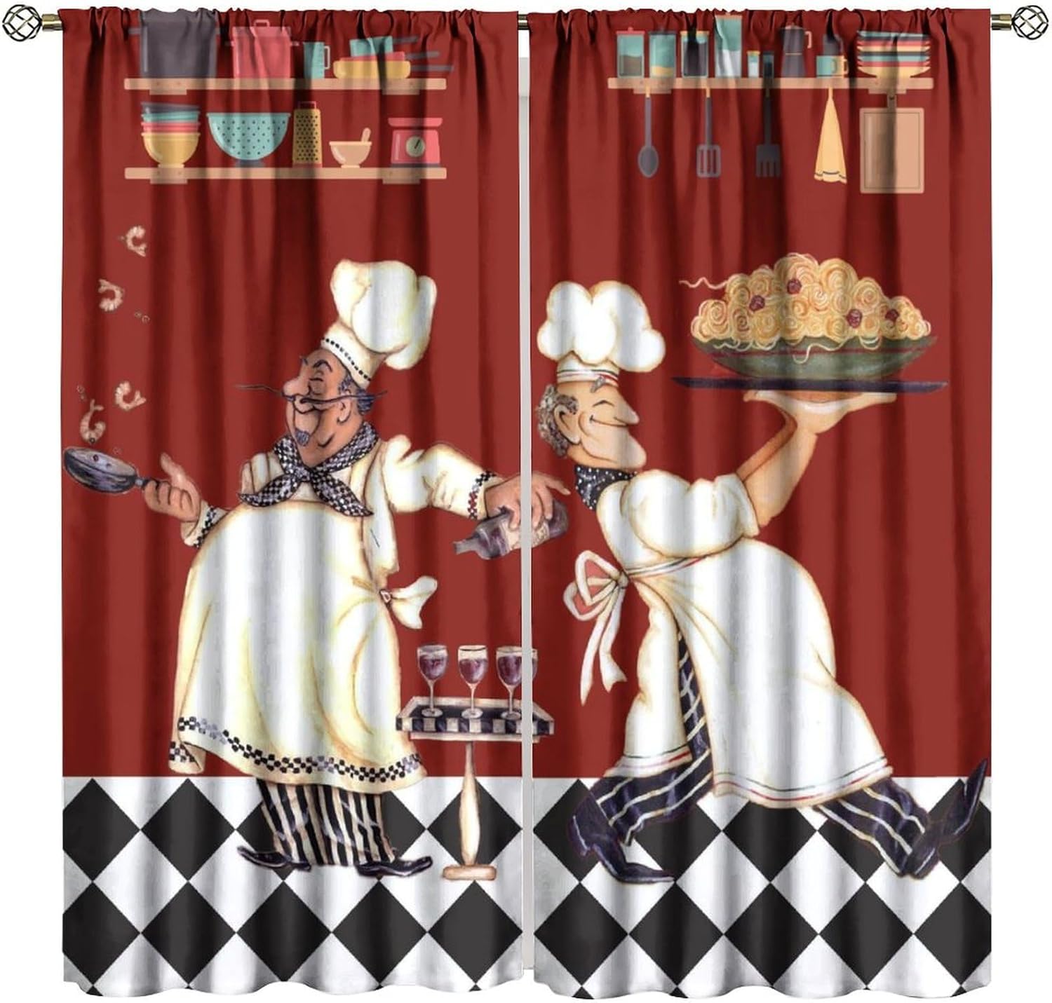 Chef Kitchen Curtains, Abstrac - Home Cooking Youtube ulasan dan harga