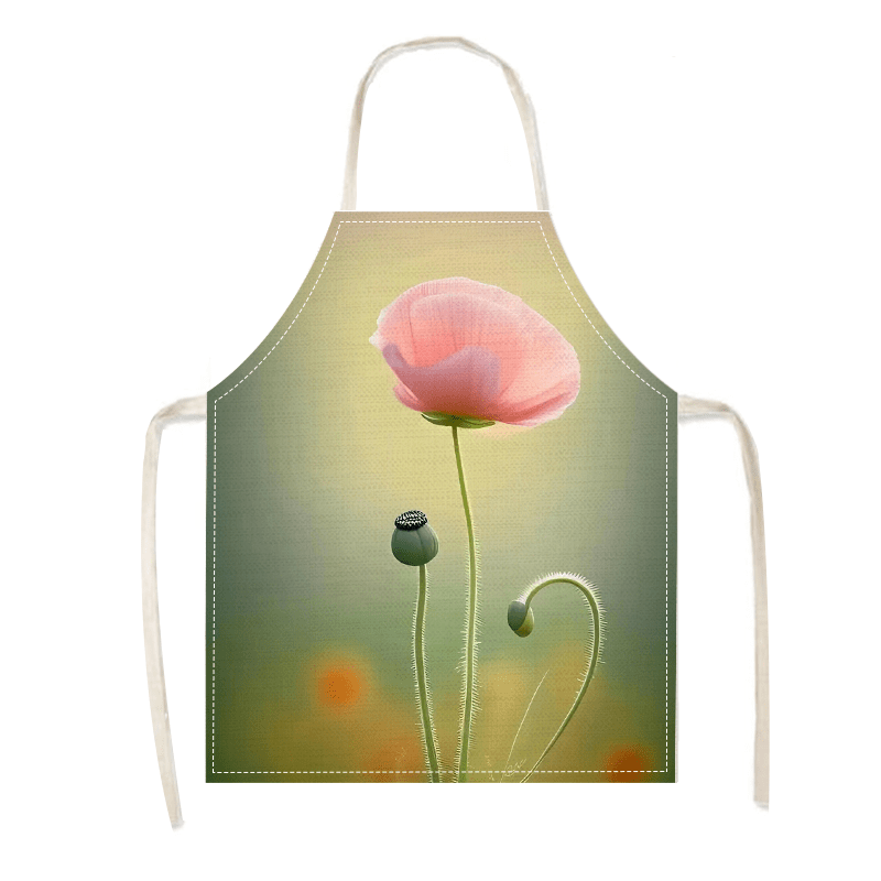 Linen Apron Pink Poppy Flower  - Home Cooking Ideas ulasan dan harga