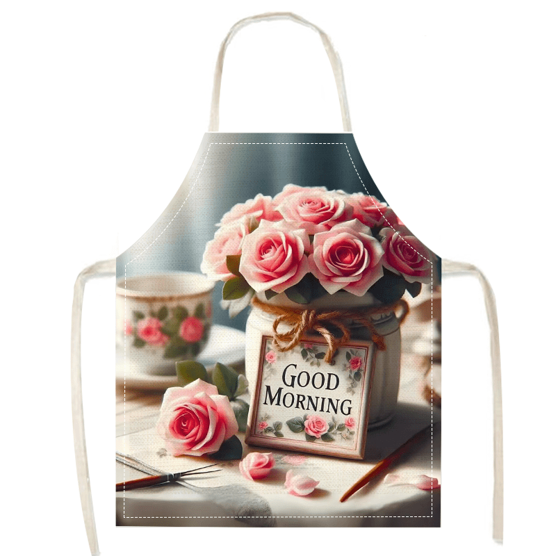 Linen Apron Pink Poppy Flower  - Home Cooking Ideas ulasan dan harga