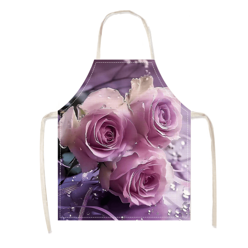 Linen Apron Pink Poppy Flower  - Home Cooking Ideas ulasan dan harga