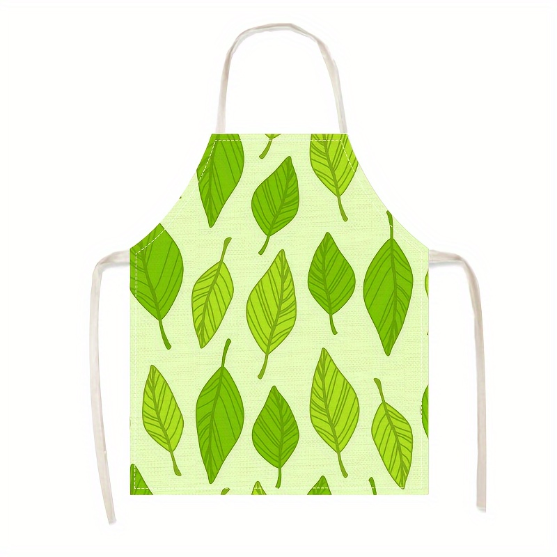 1pc Linen Apron Green Leaf Pat - Home Cooking Ideas ulasan dan harga
