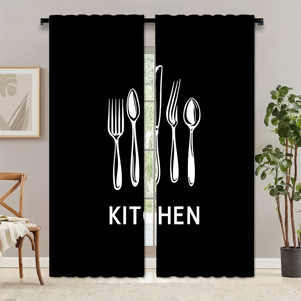 Kitchen Utensils Text Curtains - Home Cooking Youtube ulasan dan harga