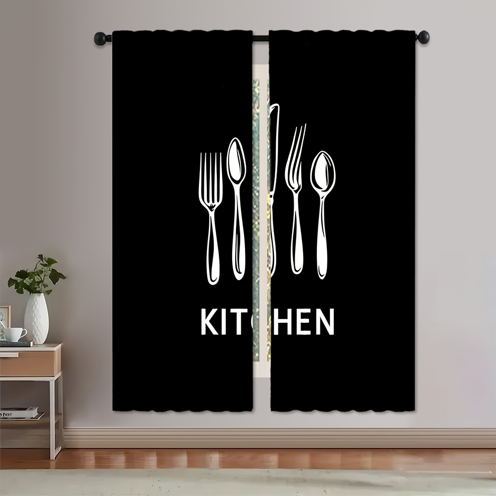 Kitchen Utensils Text Curtains - Home Cooking Youtube ulasan dan harga