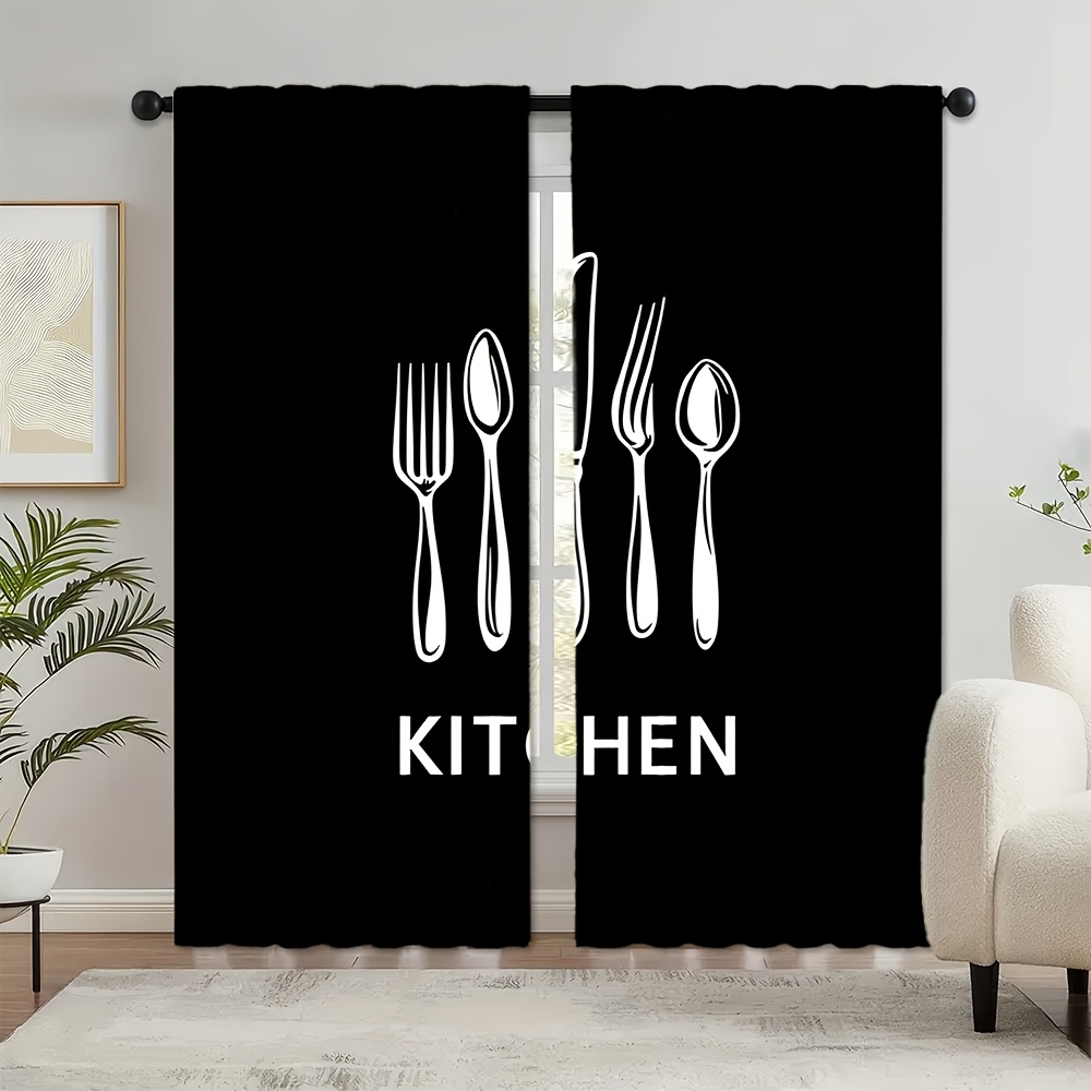 Kitchen Utensils Text Curtains - Home Cooking Youtube ulasan dan harga