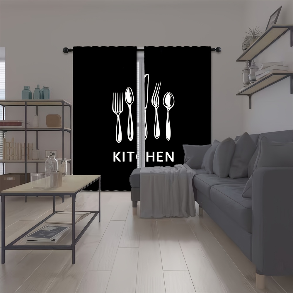 Kitchen Utensils Text Curtains - Home Cooking Youtube ulasan dan harga