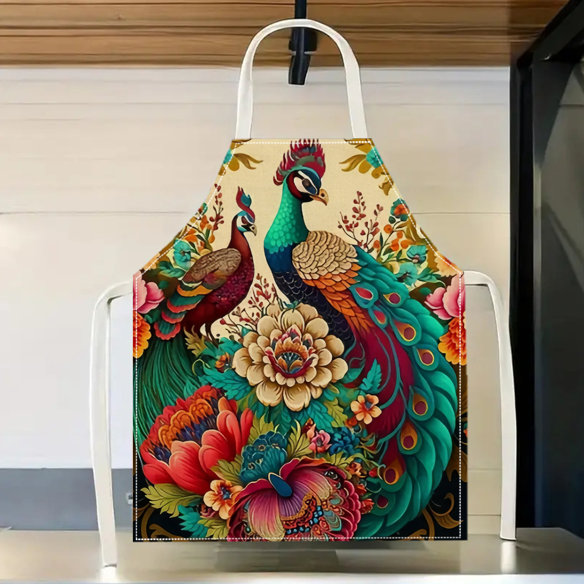 1pc Peacock Floral Apron Elega - Home Cooking Ideas ulasan dan harga