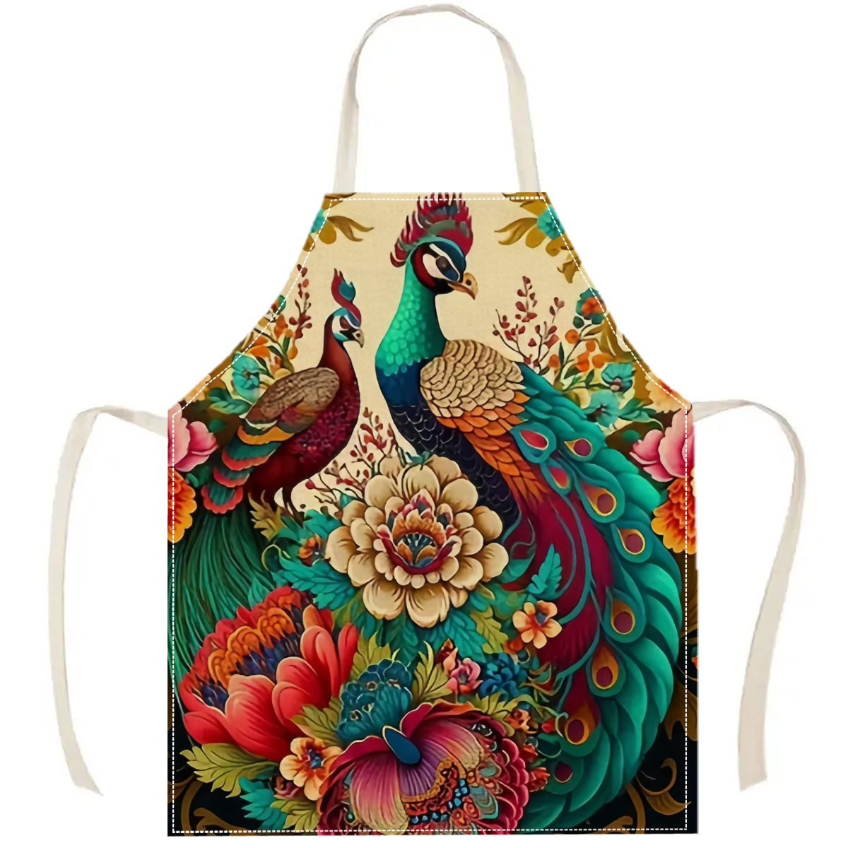 1pc Peacock Floral Apron Elega - Home Cooking Ideas ulasan dan harga