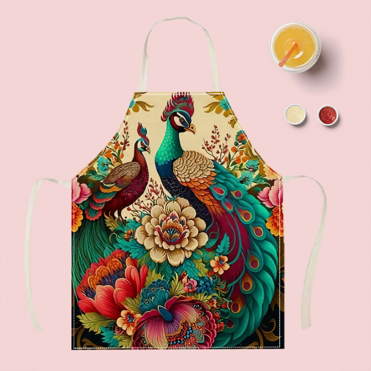 1pc Peacock Floral Apron Elega - Home Cooking Ideas ulasan dan harga
