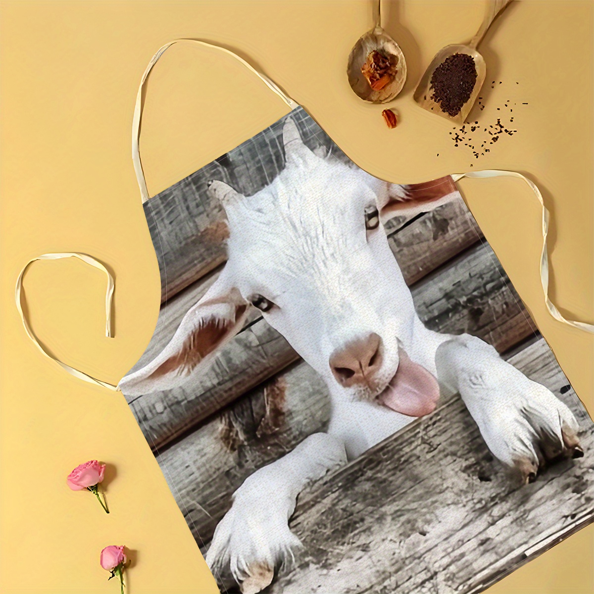 Linen Apron Funny Goat Print K - Home Cooking Ideas ulasan dan harga