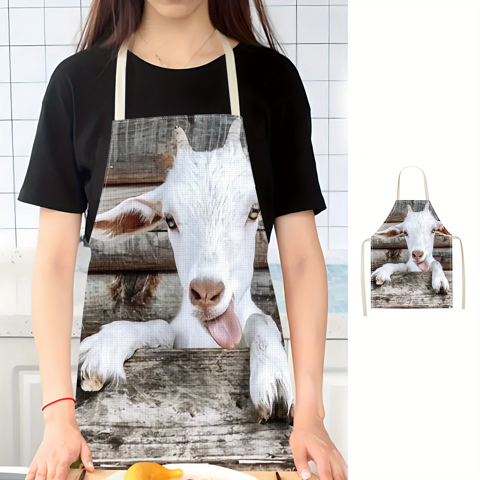 Linen Apron Funny Goat Print K - Home Cooking Ideas ulasan dan harga