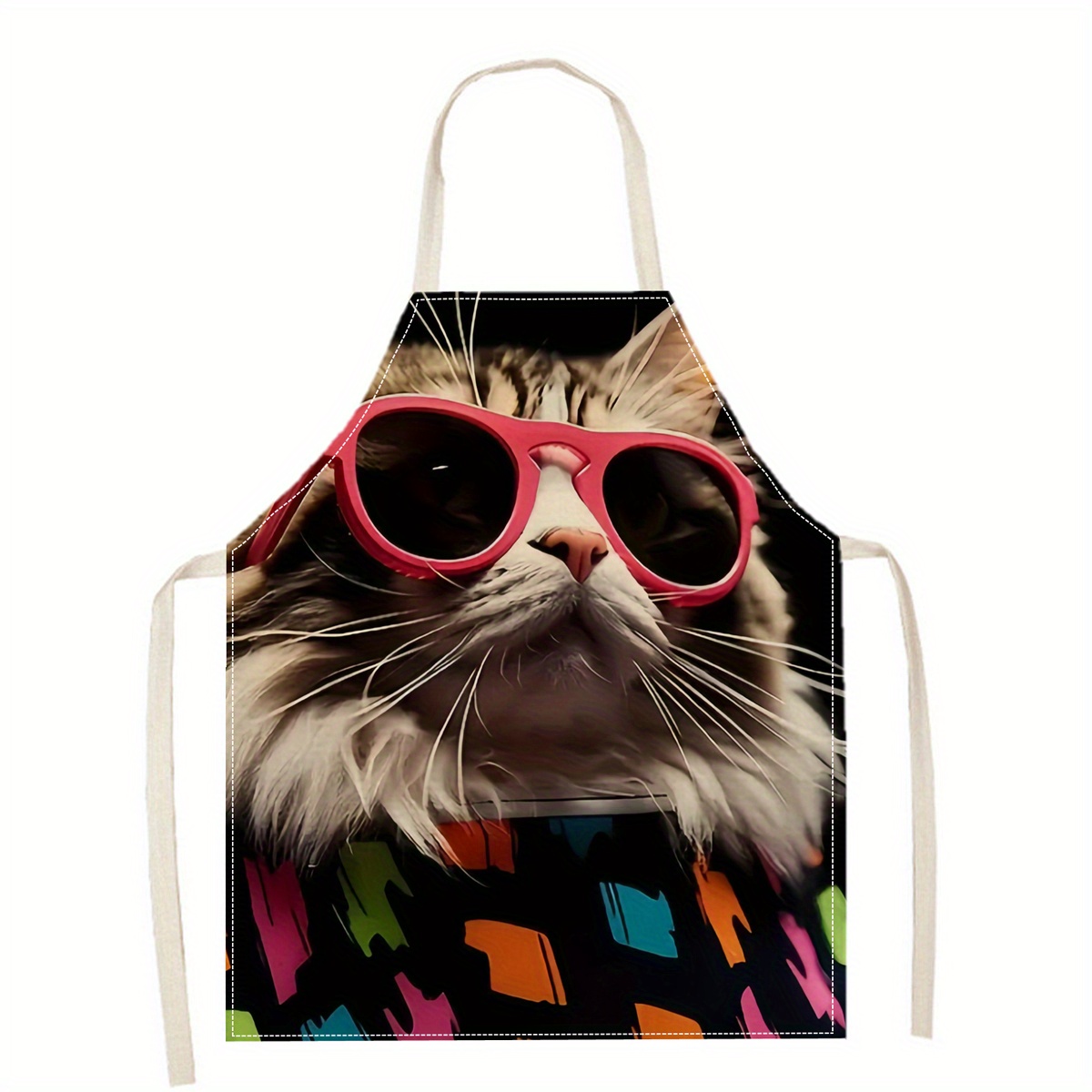 Linen Apron Funny Cat Sunglass - Home Cooking Ideas ulasan dan harga